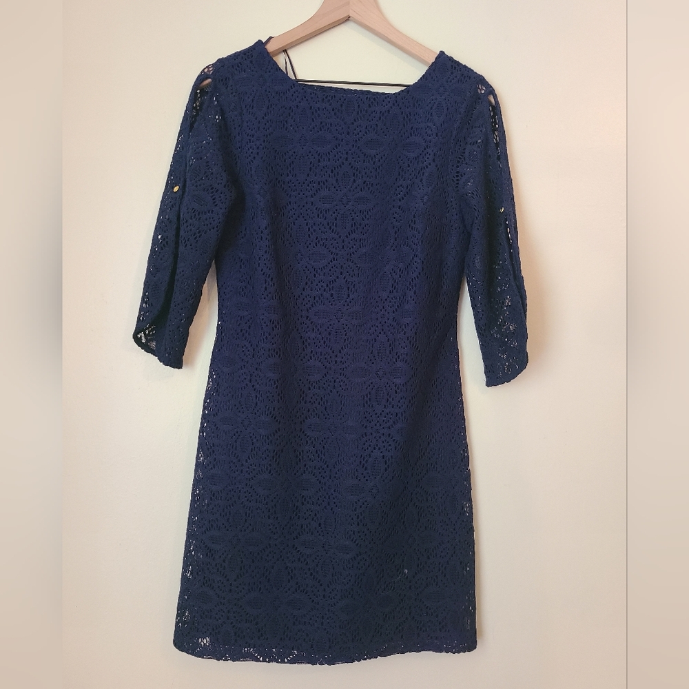 Kaari Blue navy lace lined mini dress small